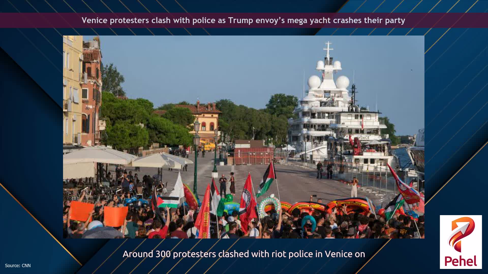 Venice protesters clash with police as Trump envoy’s mega yacht crashes their party