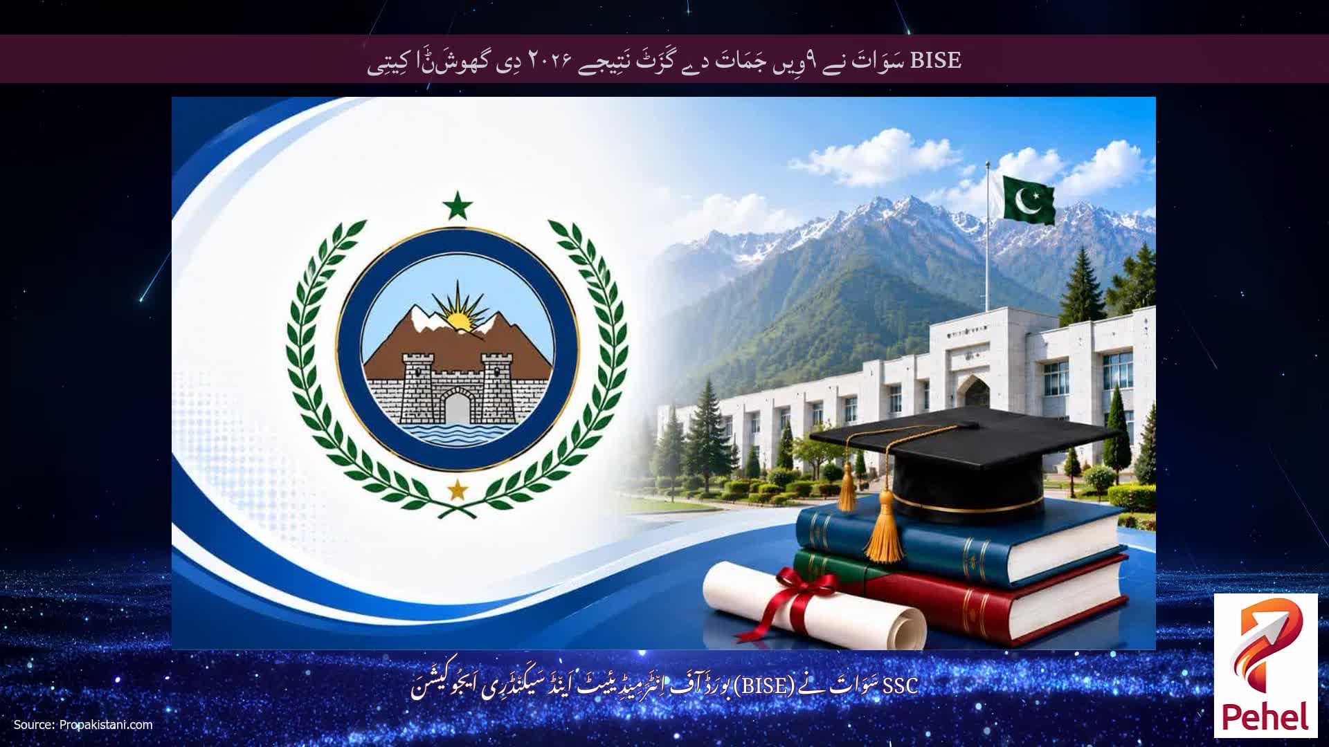 BISE سَوَاتَ نے ۹وِیں جَمَاتَ دے گَزَٹَ نَتِیجے ۲۰۲۶ دِی گھوشَݨَا کِیتِی