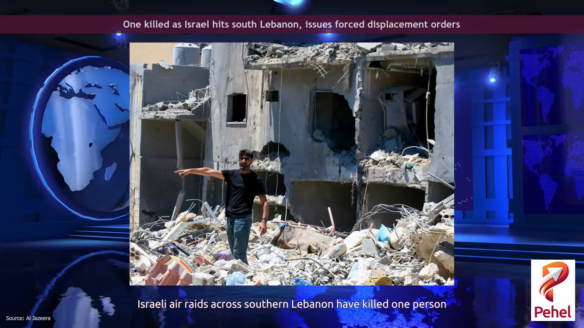 One killed as Israel hits south Lebanon, issues forced displacement orders