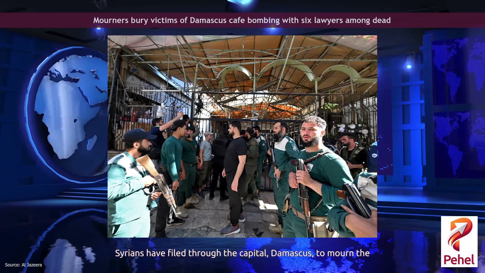 Mourners bury victims of Damascus cafe bombing with six lawyers among dead