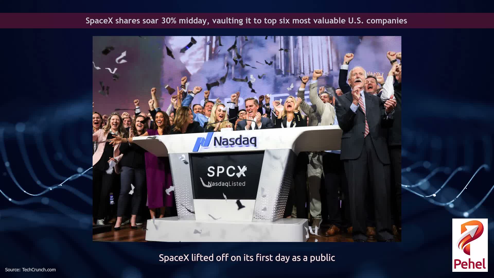 SpaceX shares soar 30% midday, vaulting it to top six most valuable U.S. companies