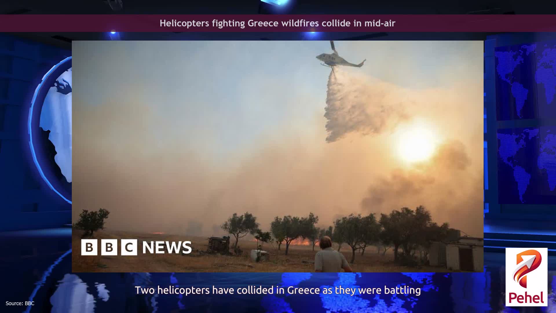 Helicopters fighting Greece wildfires collide in mid-air