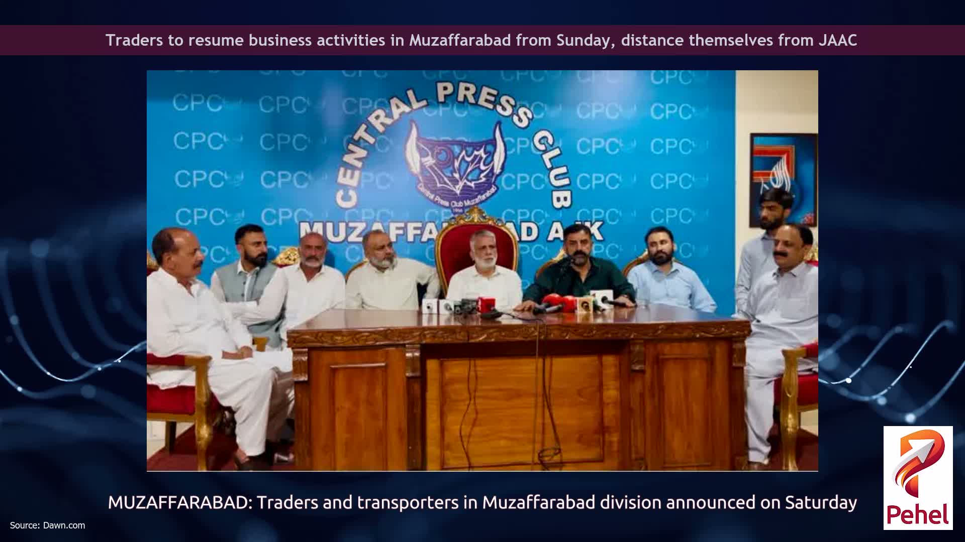 Traders to resume business activities in Muzaffarabad from Sunday, distance themselves from JAAC