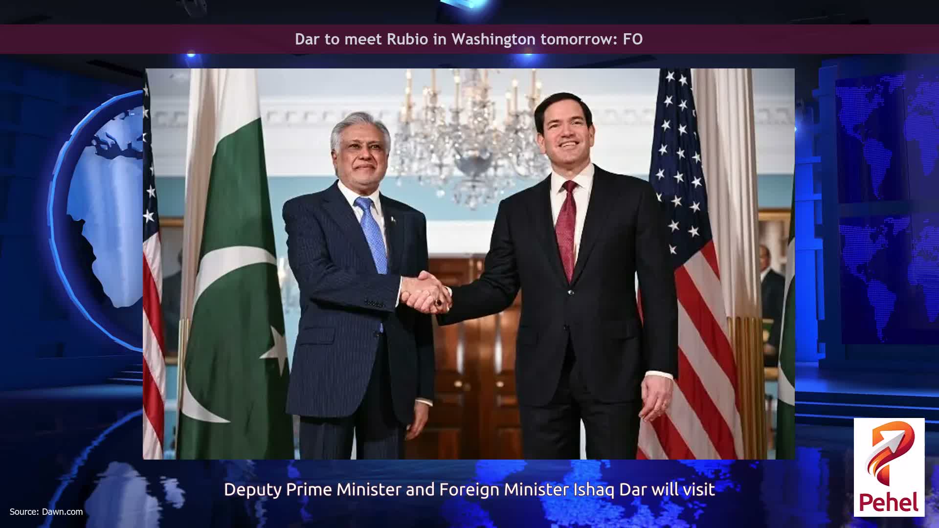 Dar to meet Rubio in Washington tomorrow: FO