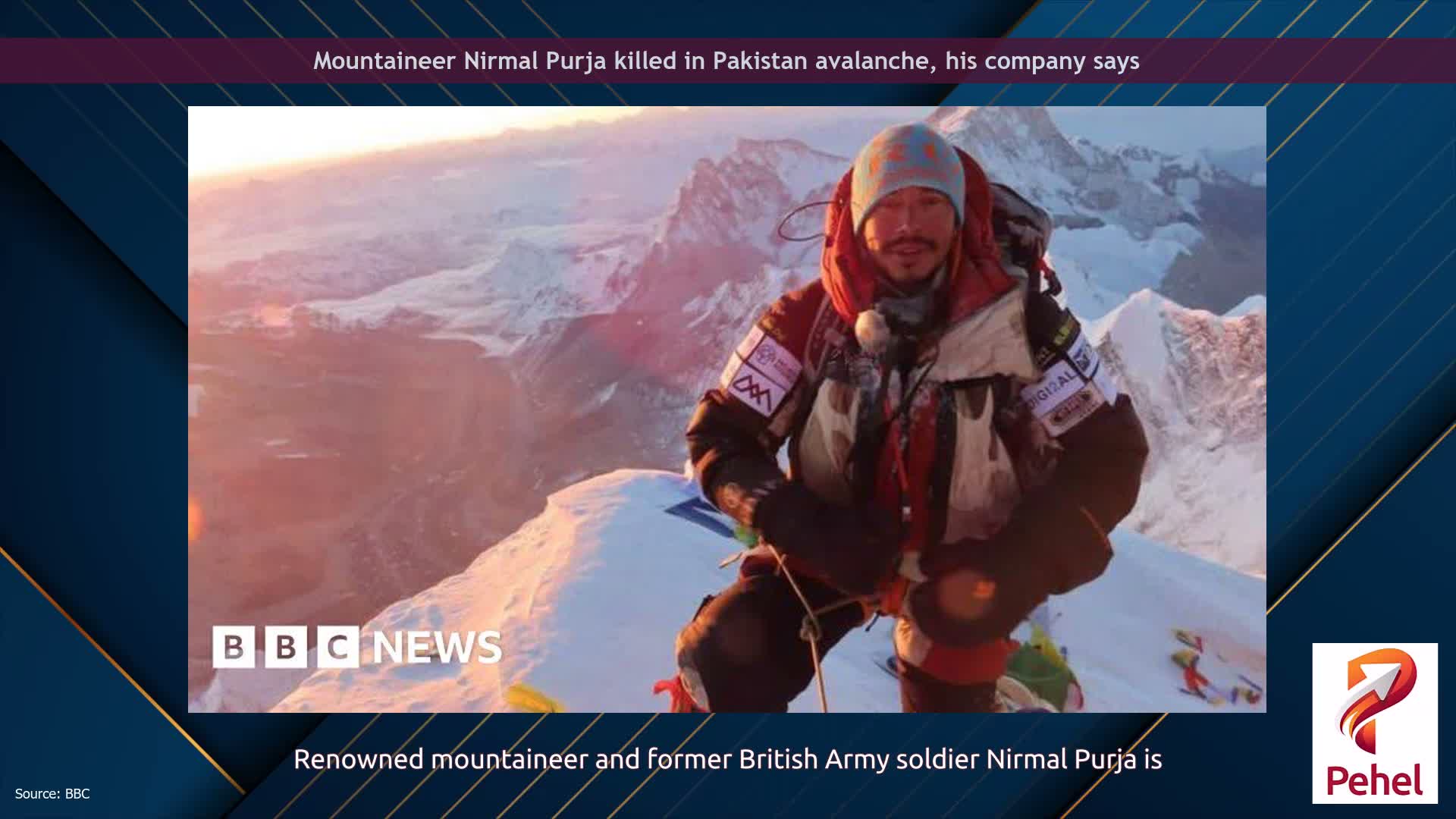 Mountaineer Nirmal Purja killed in Pakistan avalanche, his company says