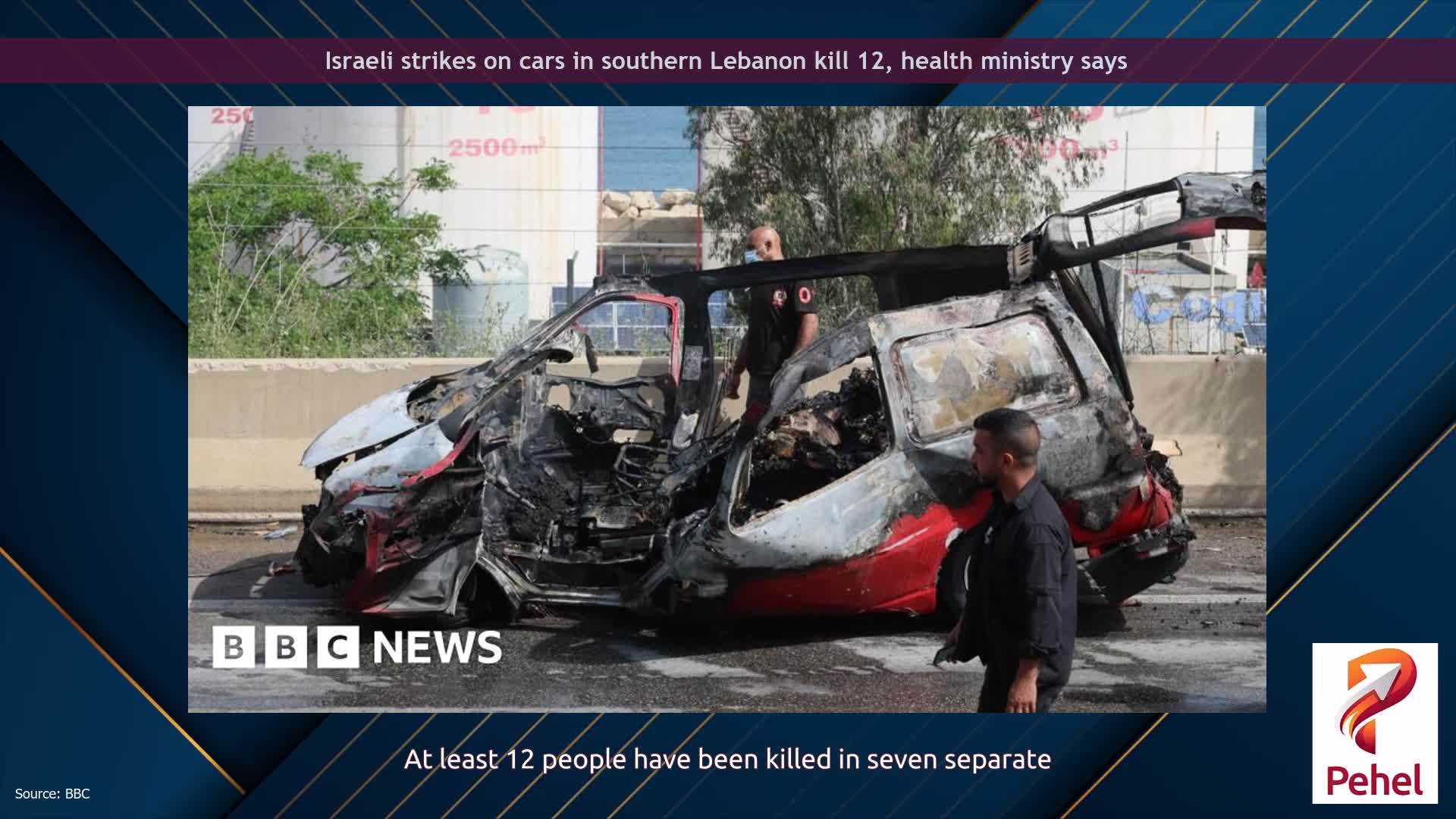 Israeli strikes on cars in southern Lebanon kill 12, health ministry says