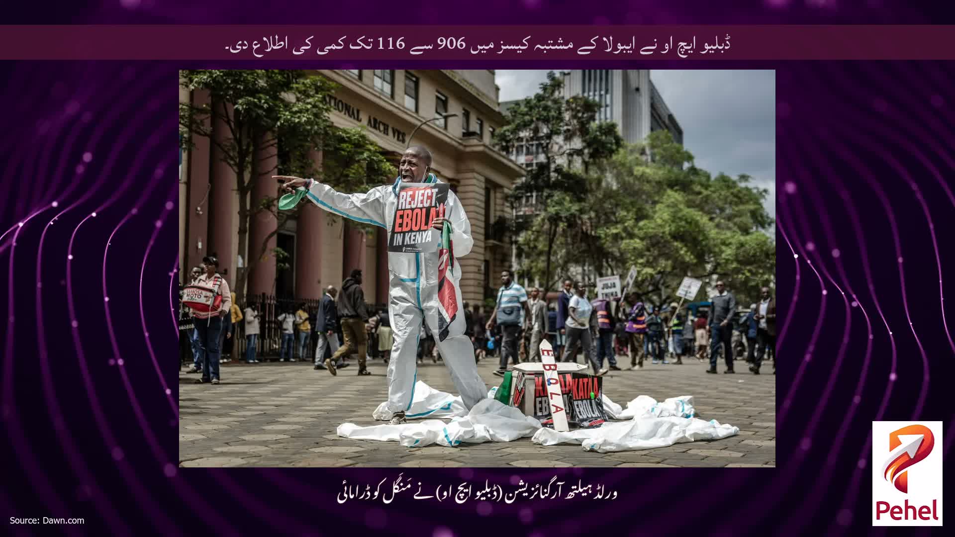 ڈبلیو ایچ او نے ایبولا کے مشتبہ کیسز میں 906 سے 116 تک کمی کی اطلاع دی۔