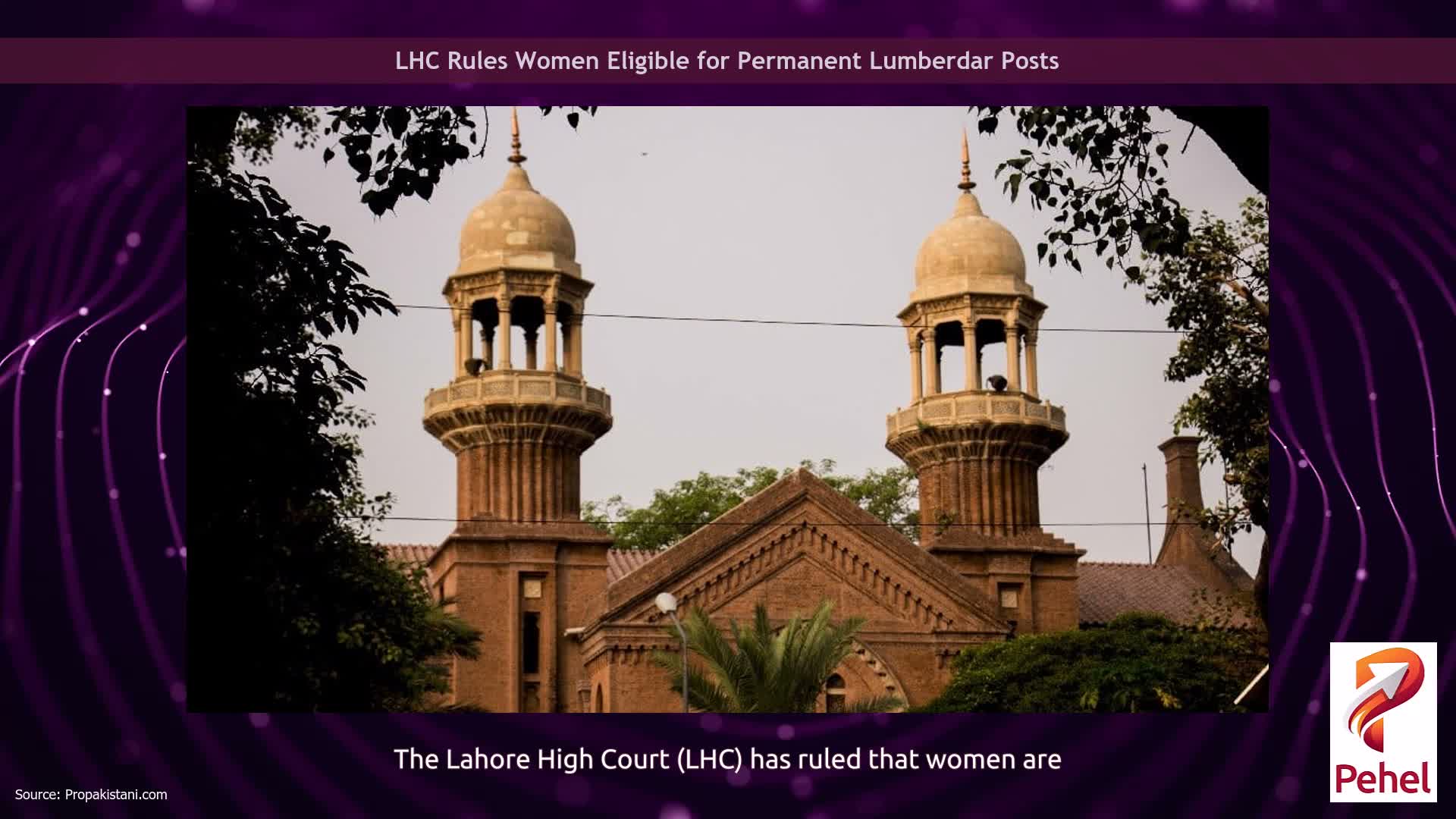 LHC Rules Women Eligible for Permanent Lumberdar Posts