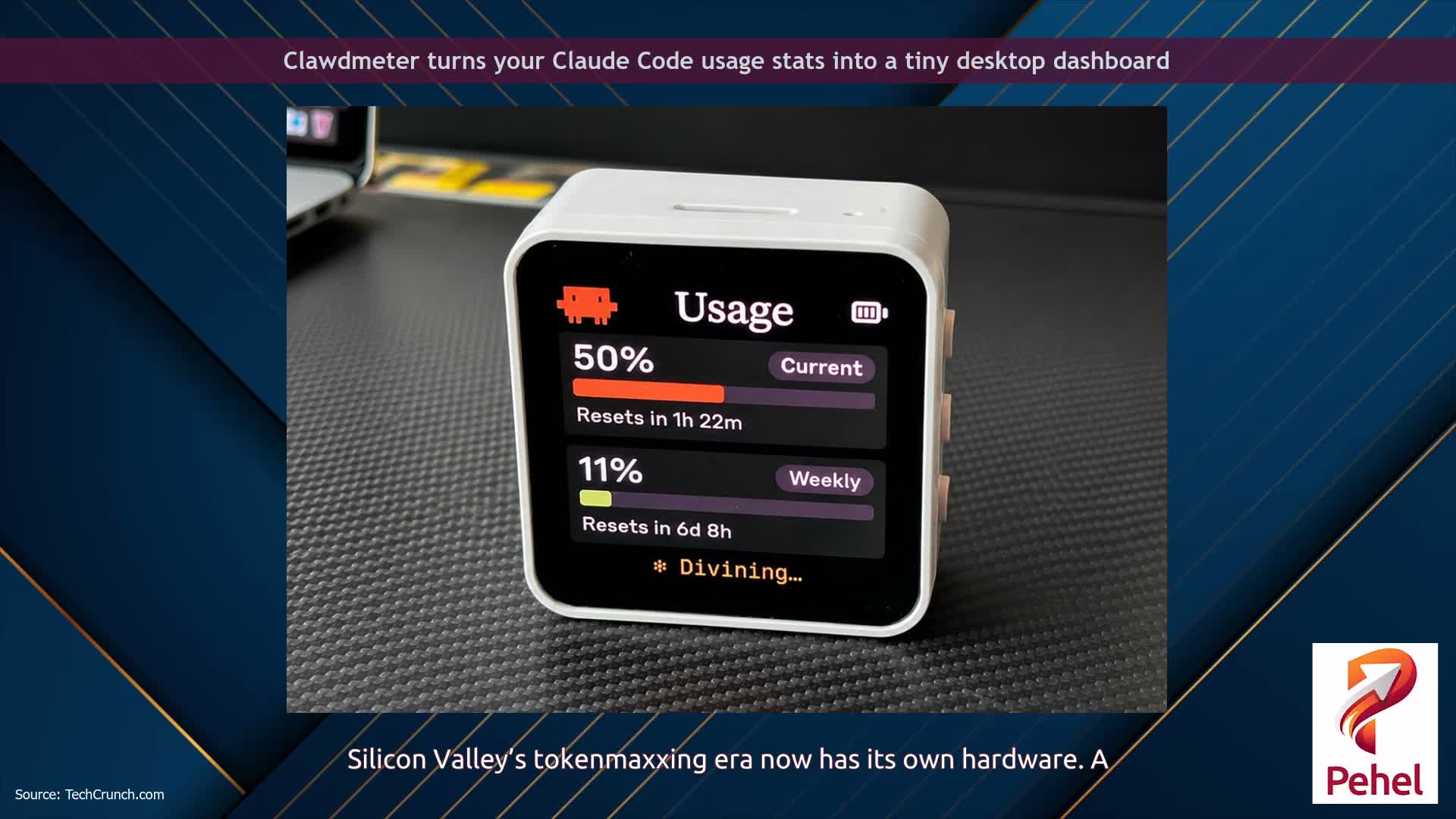 Clawdmeter turns your Claude Code usage stats into a tiny desktop dashboard