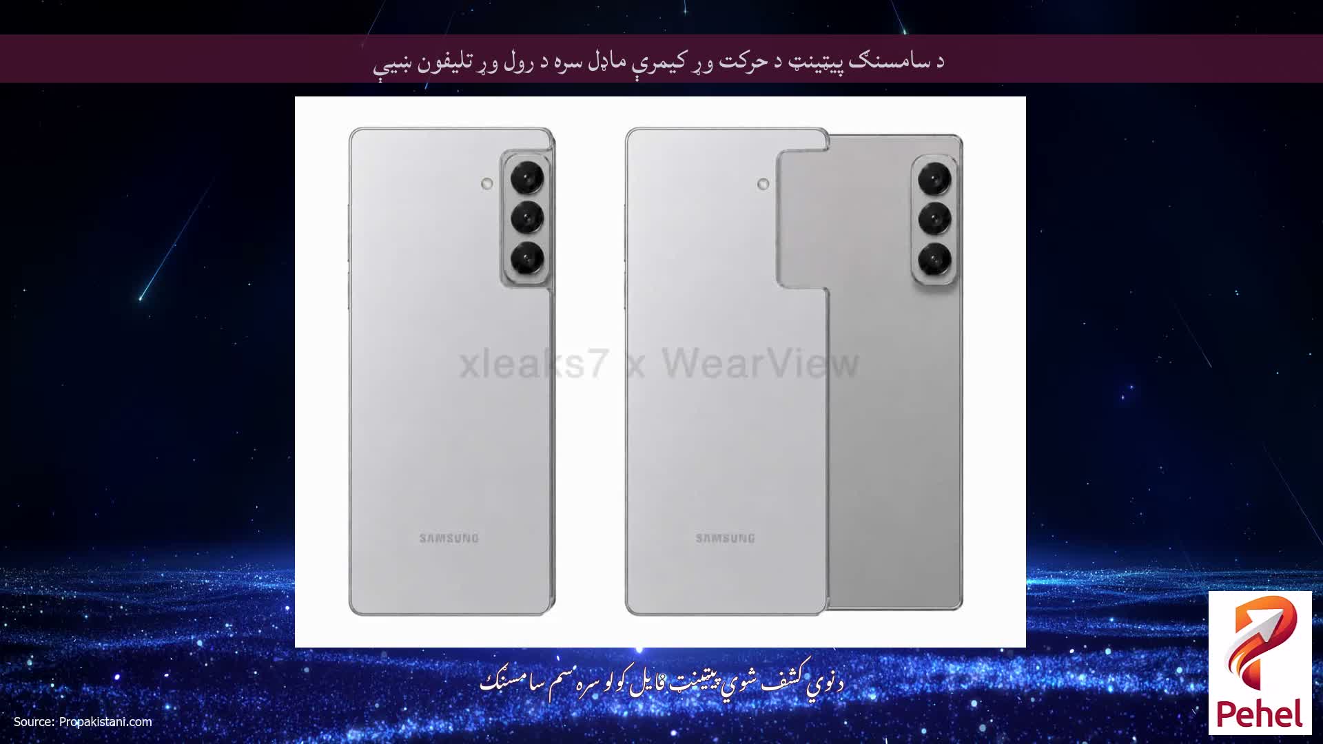 د سامسنګ پیټینټ د حرکت وړ کیمرې ماډل سره د رول وړ تلیفون ښیې