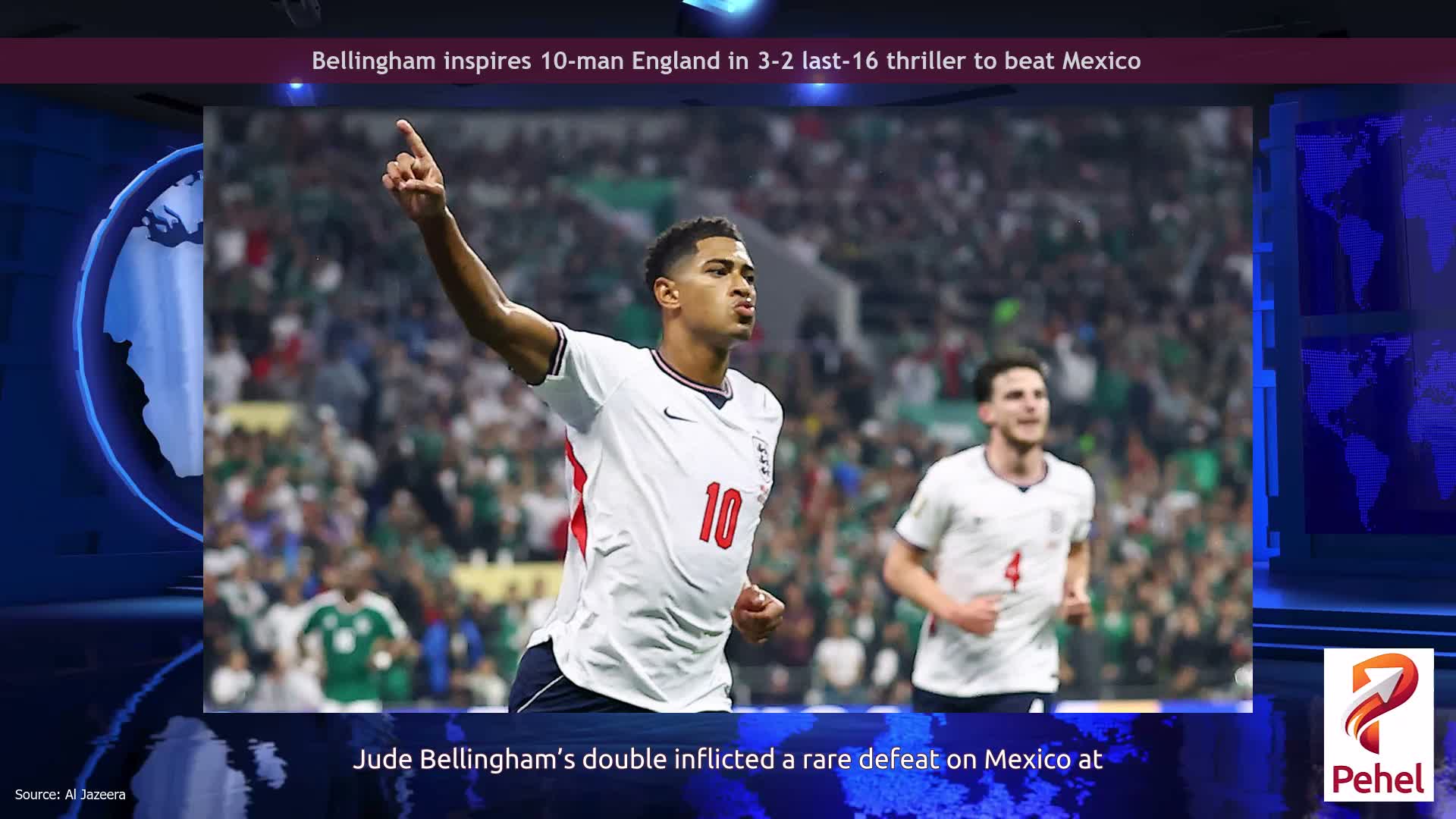 Bellingham inspires 10-man England in 3-2 last-16 thriller to beat Mexico