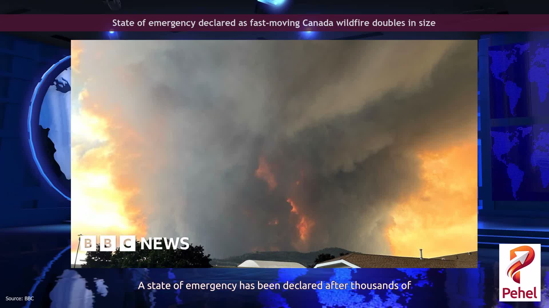 State of emergency declared as fast-moving Canada wildfire doubles in size