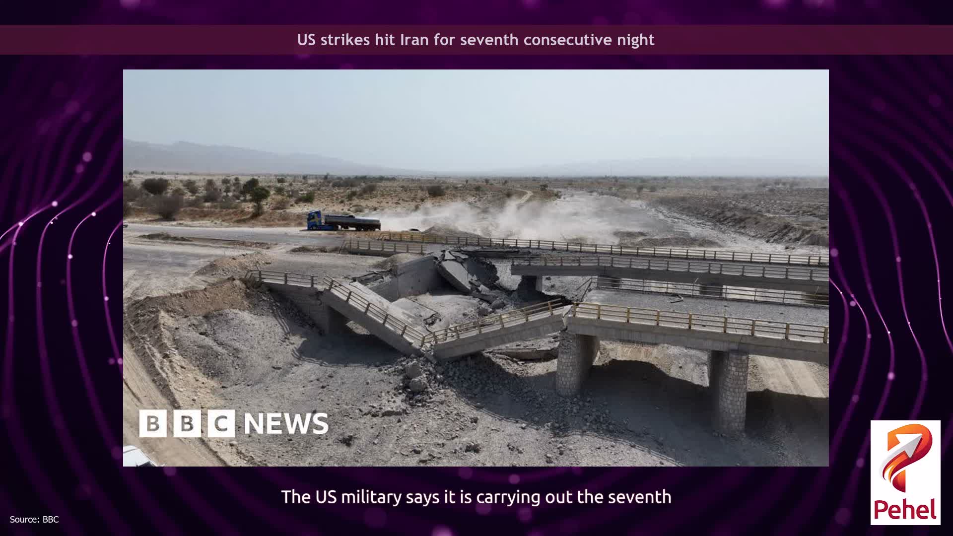 US strikes hit Iran for seventh consecutive night