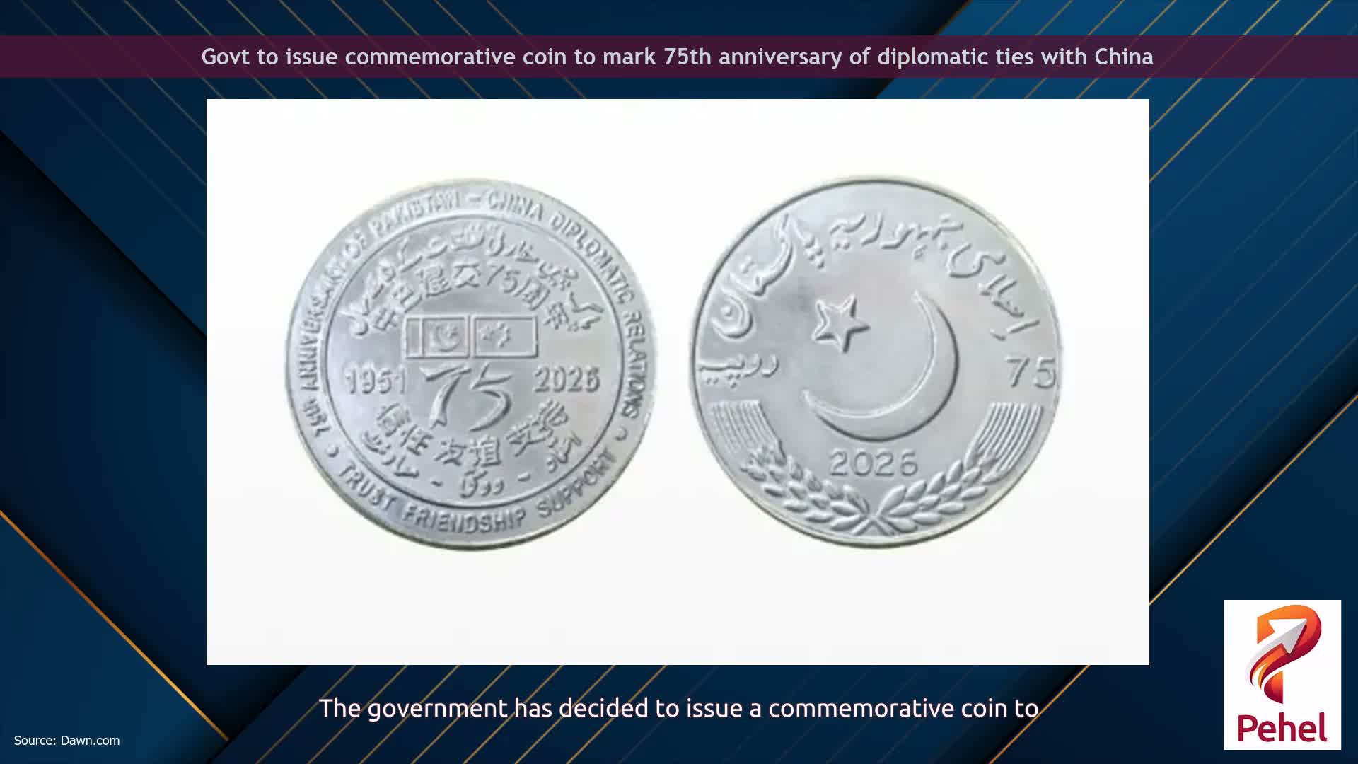 Govt to issue commemorative coin to mark 75th anniversary of diplomatic ties with China
