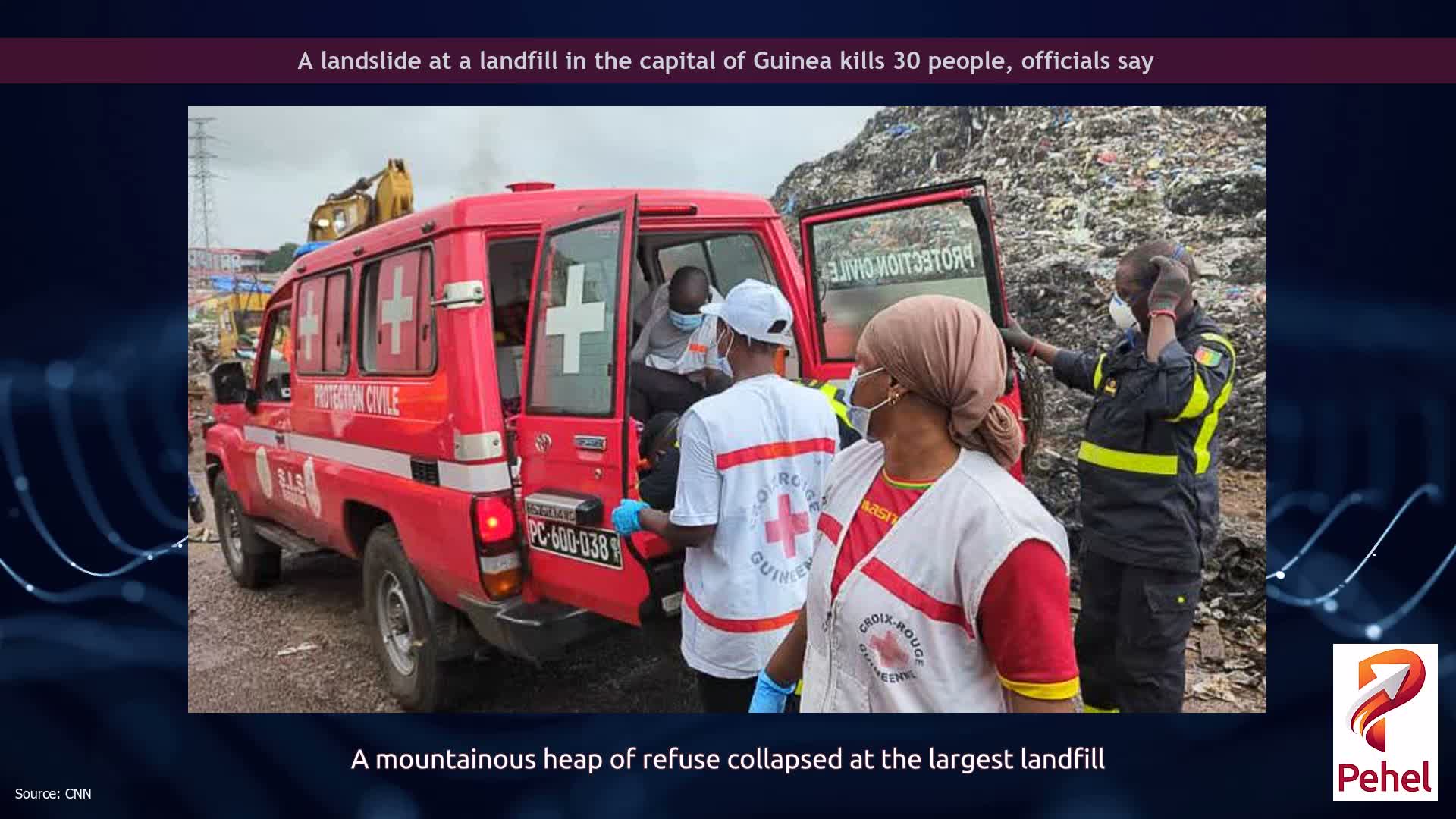 A landslide at a landfill in the capital of Guinea kills 30 people, officials say