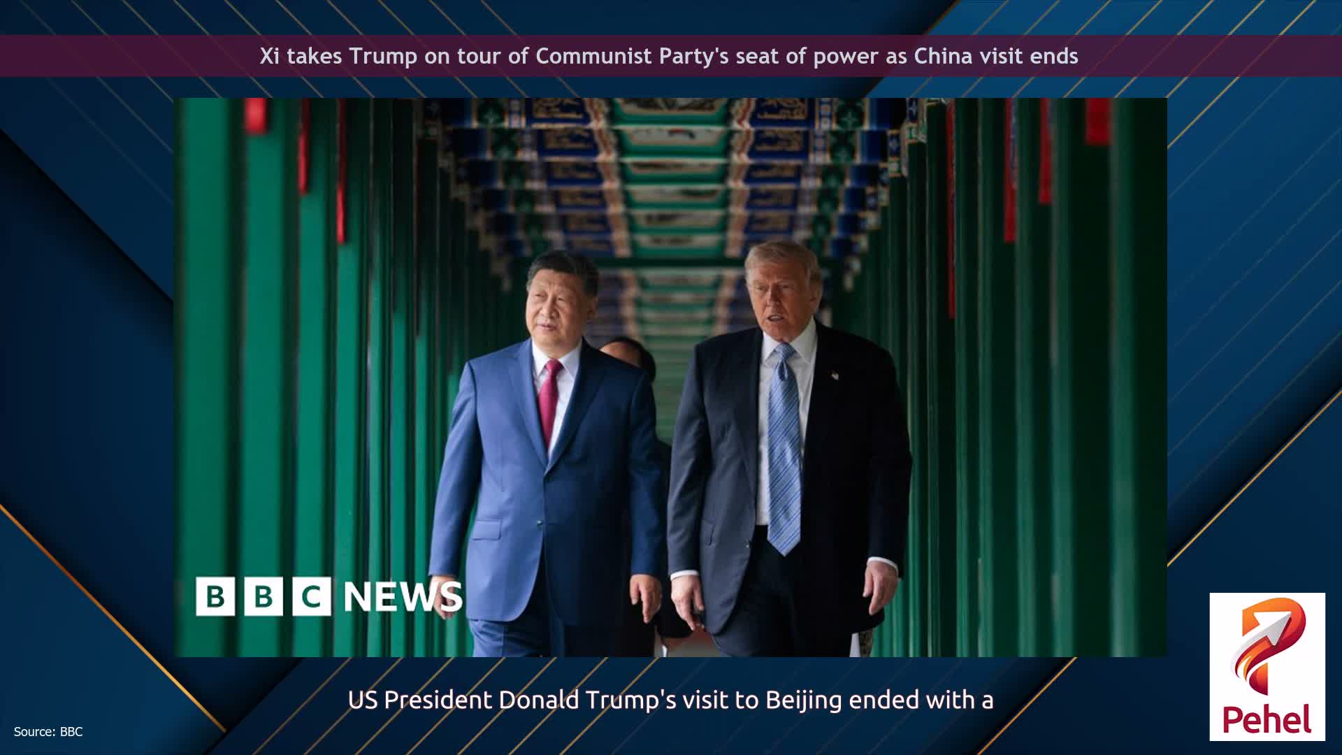 Xi takes Trump on tour of Communist Party's seat of power as China visit ends