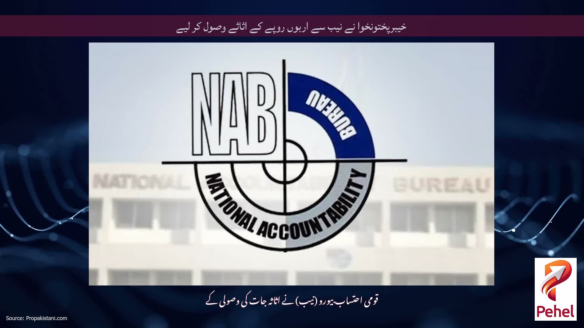 خیبرپختونخوا نے نیب سے اربوں روپے کے اثاثے وصول کر لیے