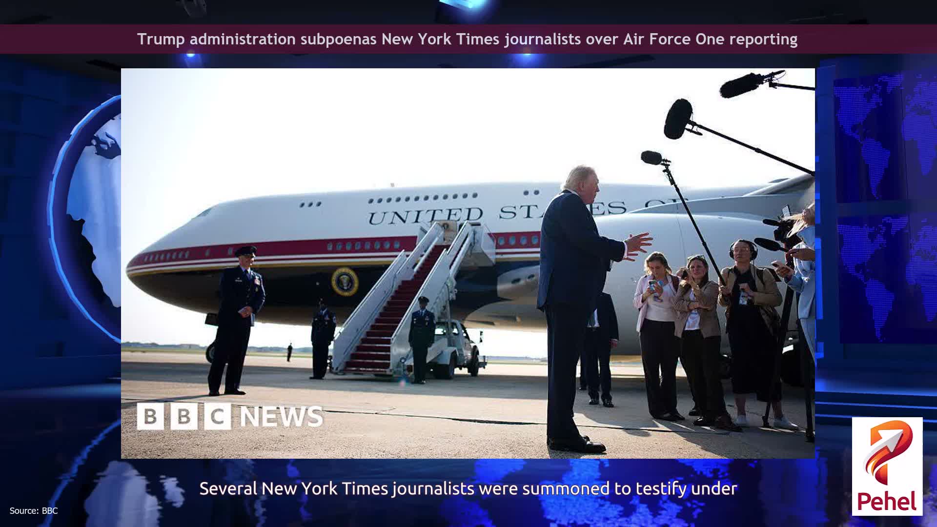 Trump administration subpoenas New York Times journalists over Air Force One reporting