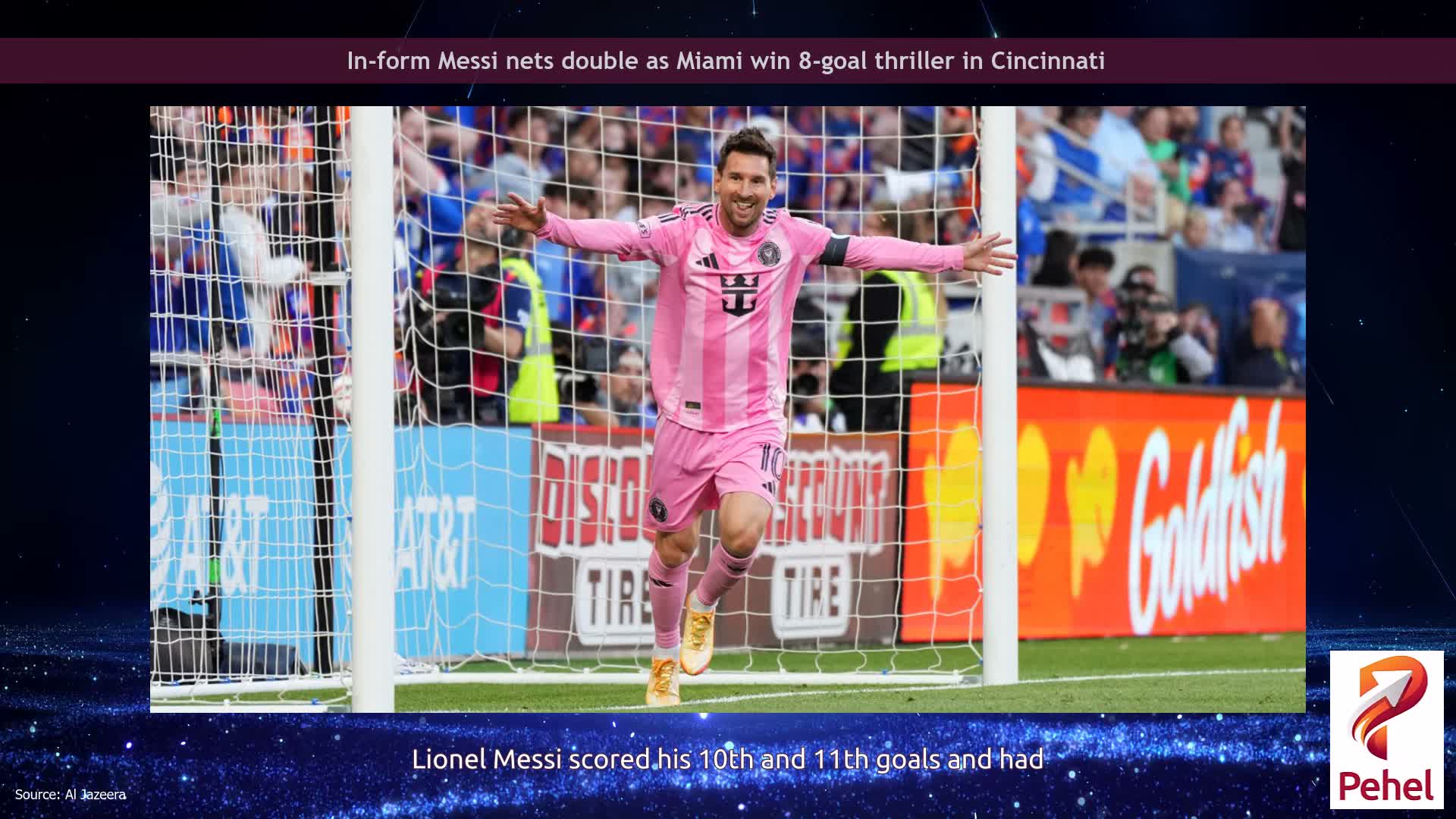 In-form Messi nets double as Miami win 8-goal thriller in Cincinnati