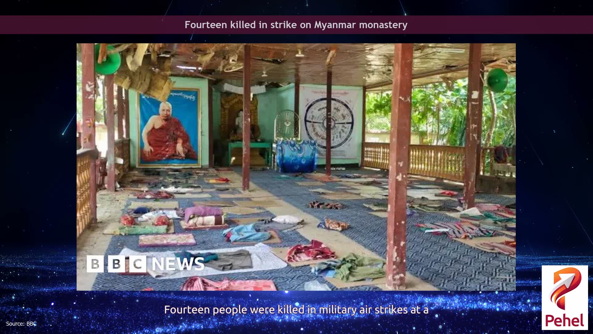 Fourteen killed in strike on Myanmar monastery