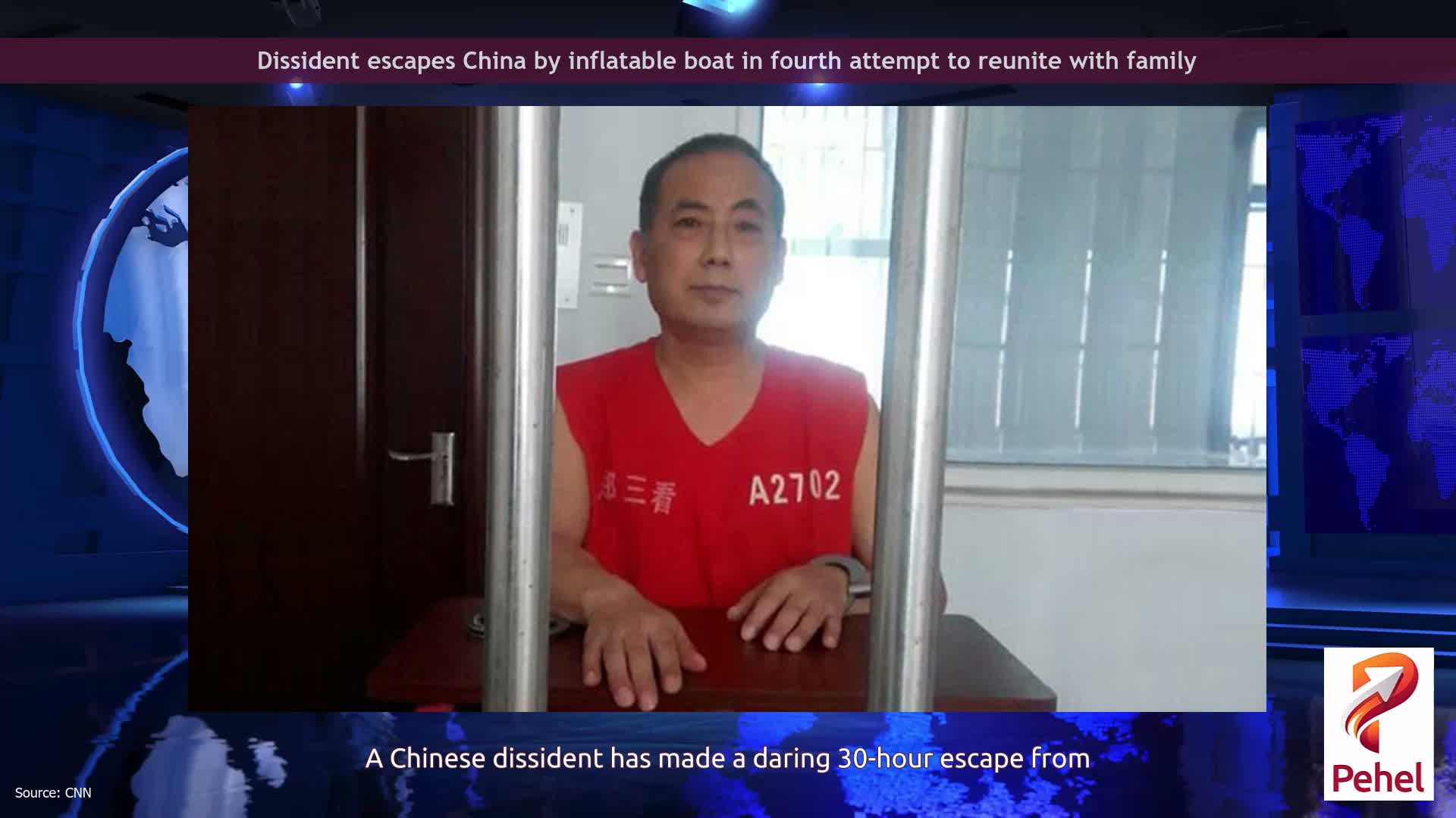 Dissident escapes China by inflatable boat in fourth attempt to reunite with family