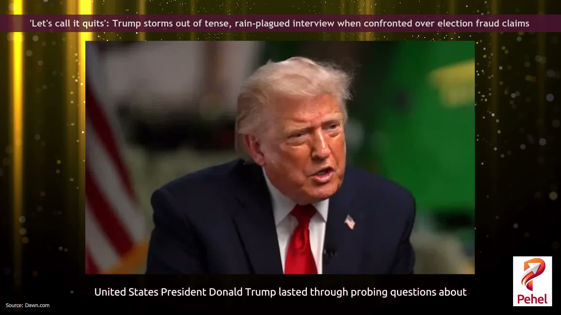 'Let's call it quits': Trump storms out of tense, rain-plagued interview when confronted over election fraud claims