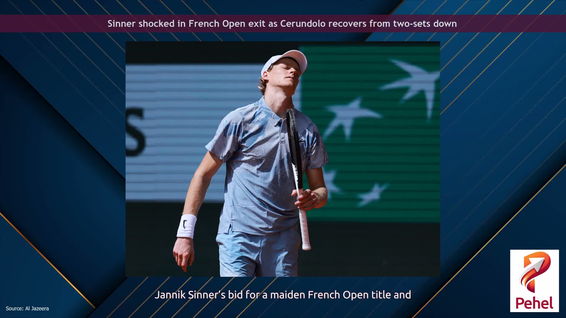 Sinner shocked in French Open exit as Cerundolo recovers from two-sets down