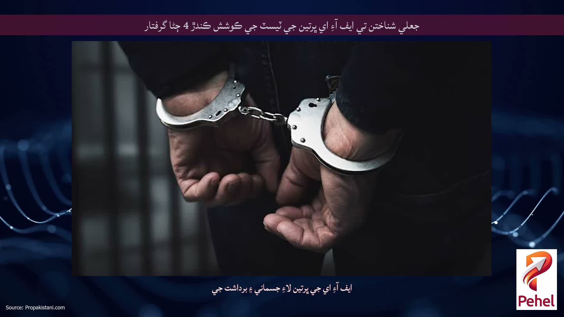 جعلي شناختن تي ايف آءِ اي ڀرتين جي ٽيسٽ جي ڪوشش ڪندڙ 4 ڄڻا گرفتار