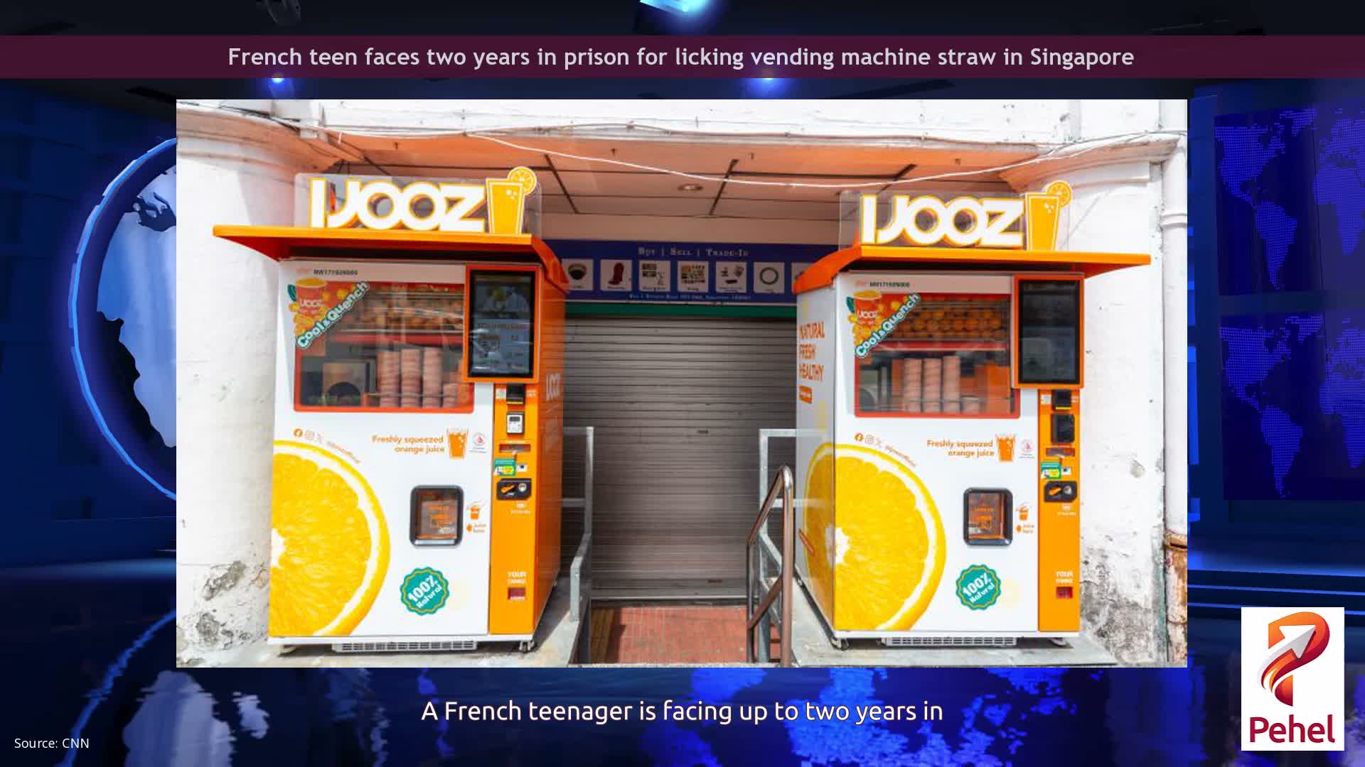 French teen faces two years in prison for licking vending machine straw in Singapore