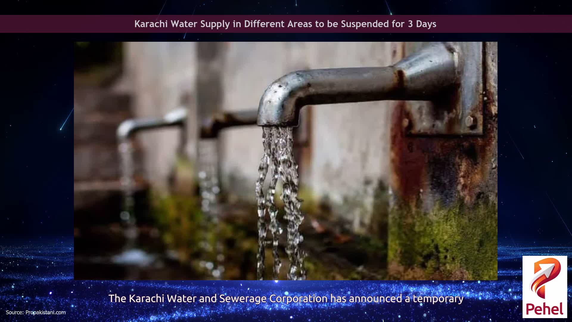 Karachi Water Supply in Different Areas to be Suspended for 3 Days
