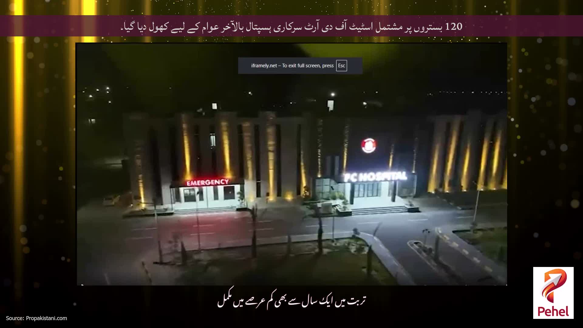 120 بستروں پر مشتمل اسٹیٹ آف دی آرٹ سرکاری ہسپتال بالآخر عوام کے لیے کھول دیا گیا۔