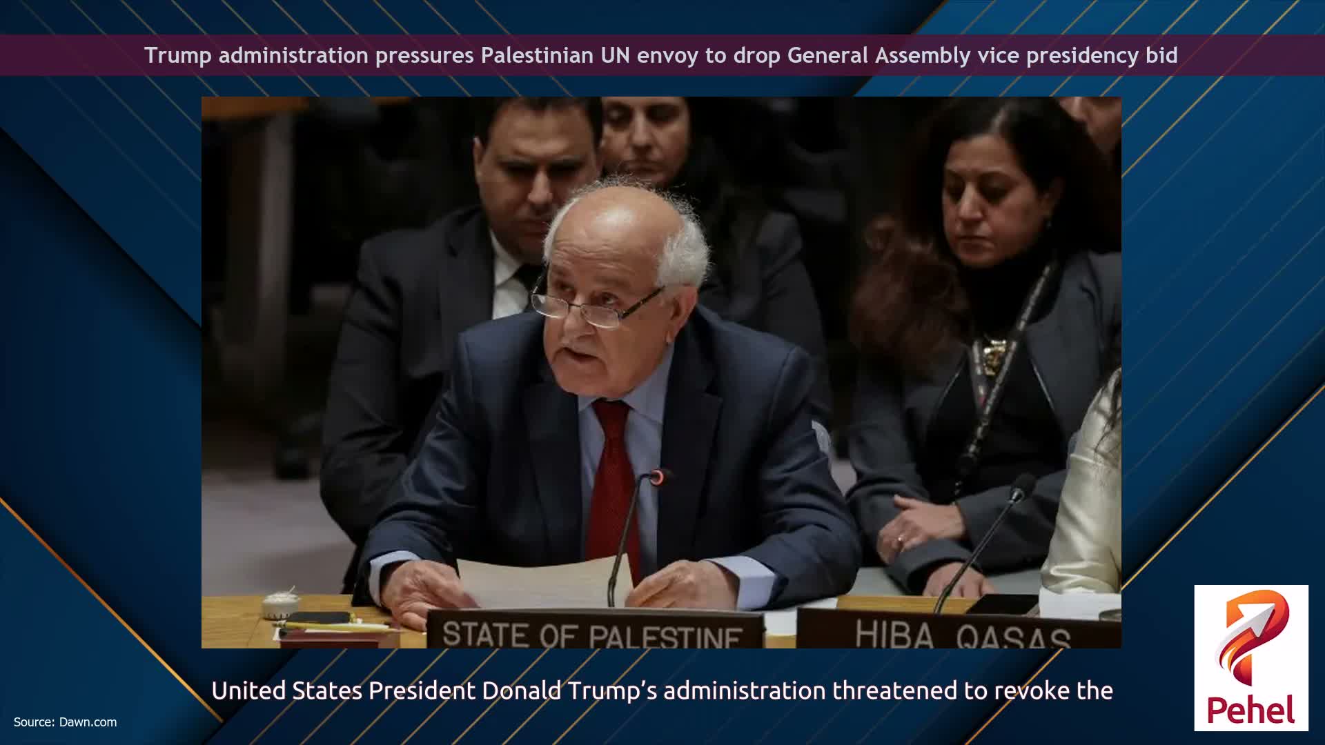 Trump administration pressures Palestinian UN envoy to drop General Assembly vice presidency bid