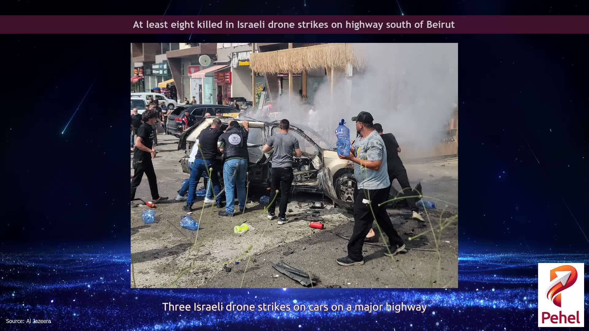 At least eight killed in Israeli drone strikes on highway south of Beirut