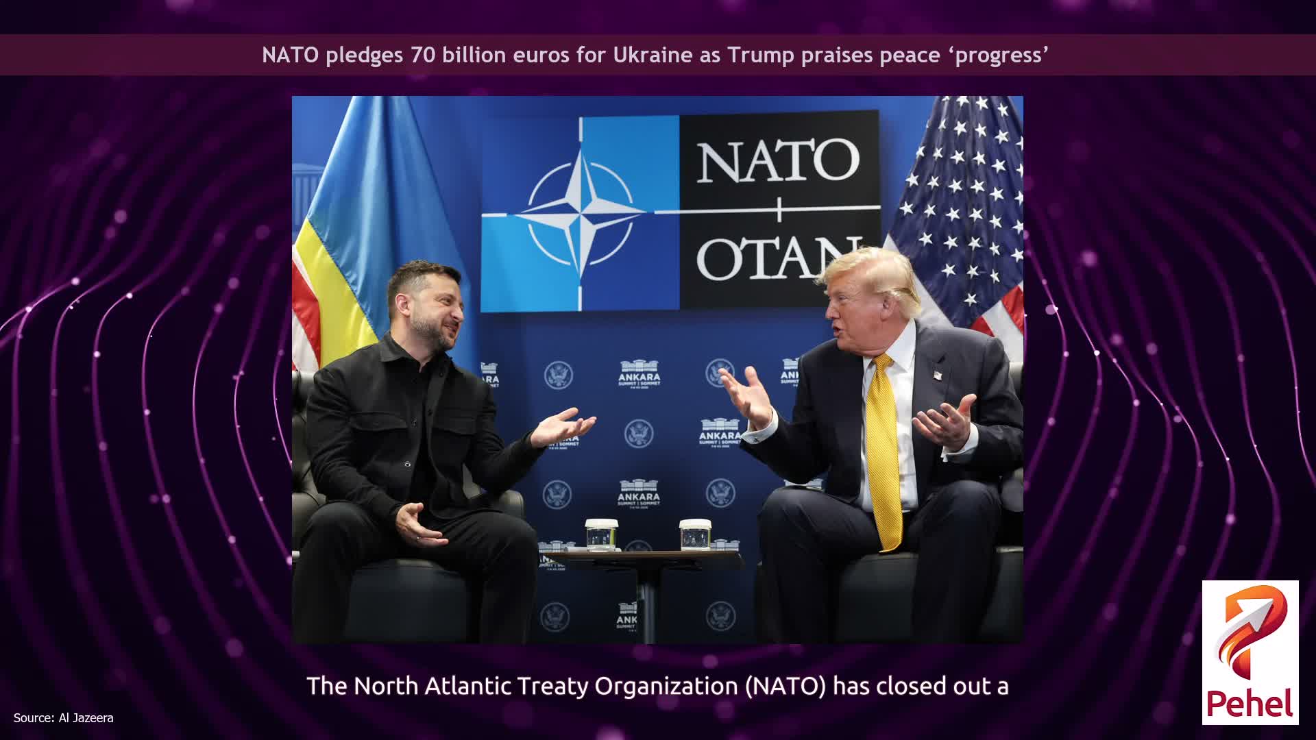 NATO pledges 70 billion euros for Ukraine as Trump praises peace ‘progress’