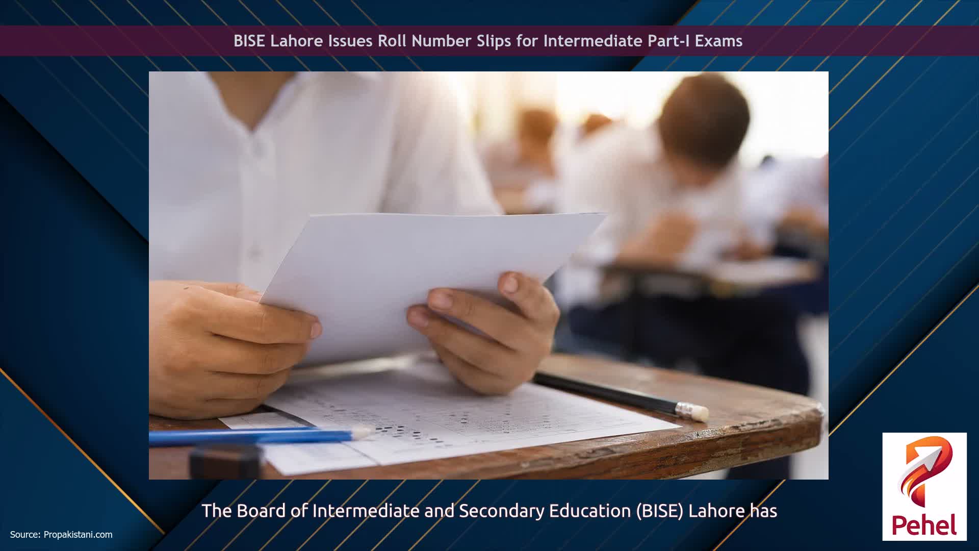 BISE Lahore Issues Roll Number Slips for Intermediate Part-I Exams