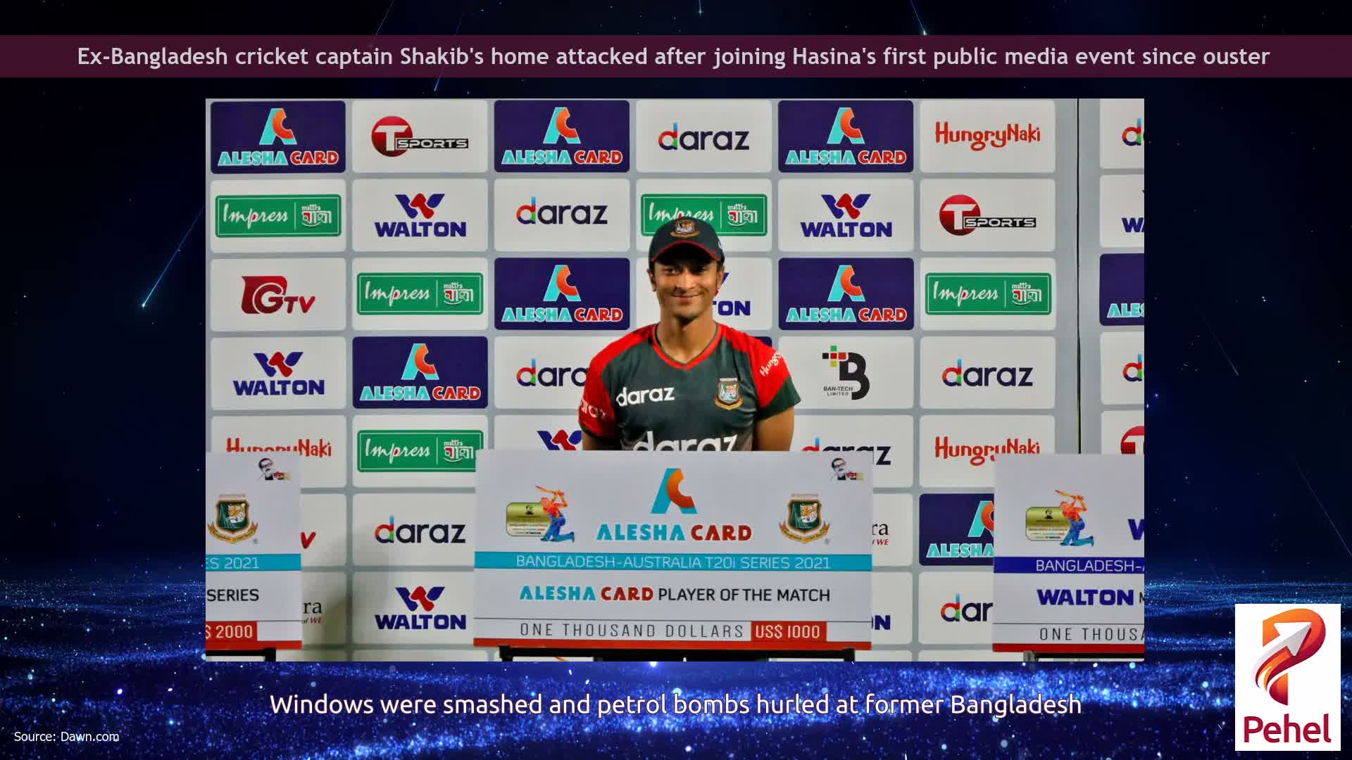 Ex-Bangladesh cricket captain Shakib's home attacked after joining Hasina's first public media event since ouster