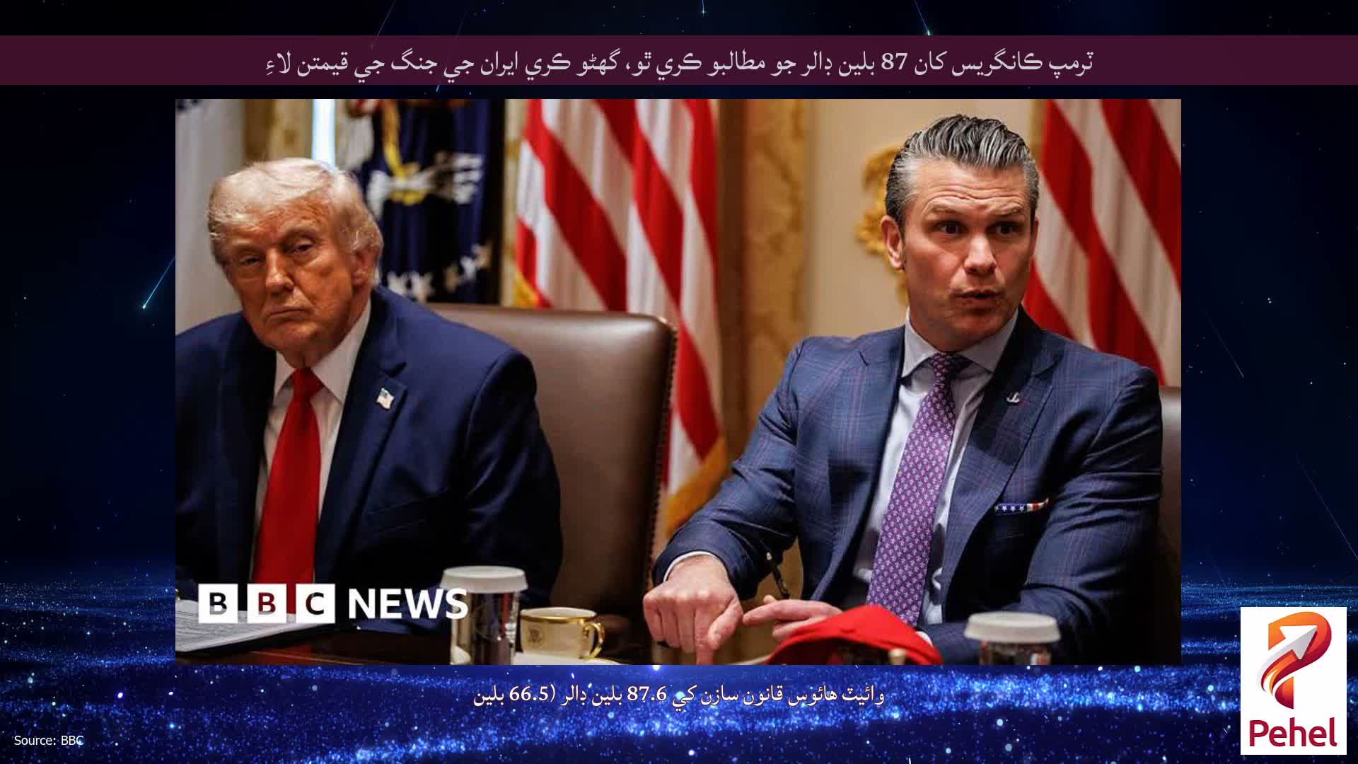 ٽرمپ ڪانگريس کان 87 بلين ڊالر جو مطالبو ڪري ٿو، گهڻو ڪري ايران جي جنگ جي قيمتن لاءِ