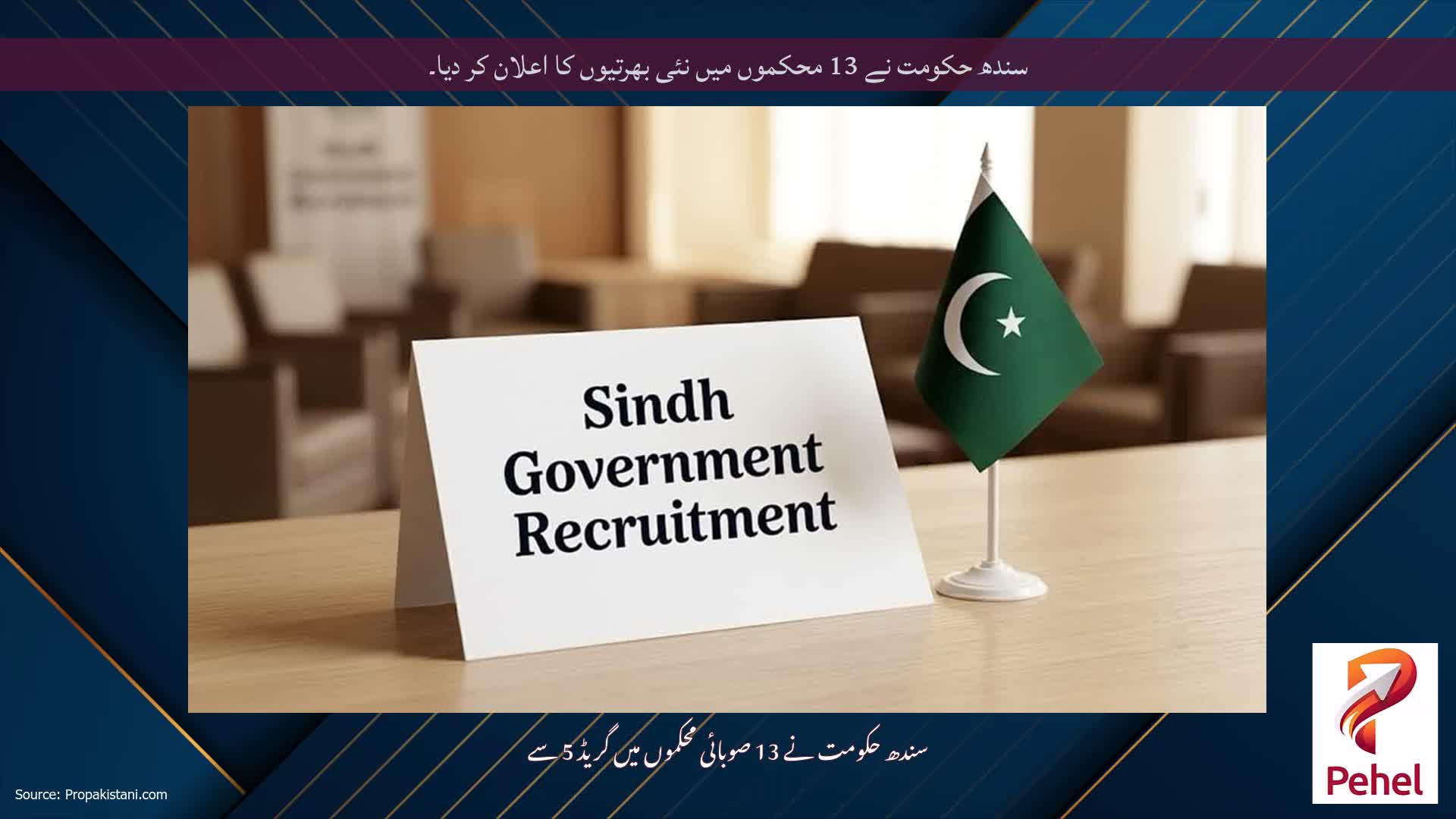 سندھ حکومت نے 13 محکموں میں نئی ​​بھرتیوں کا اعلان کر دیا۔