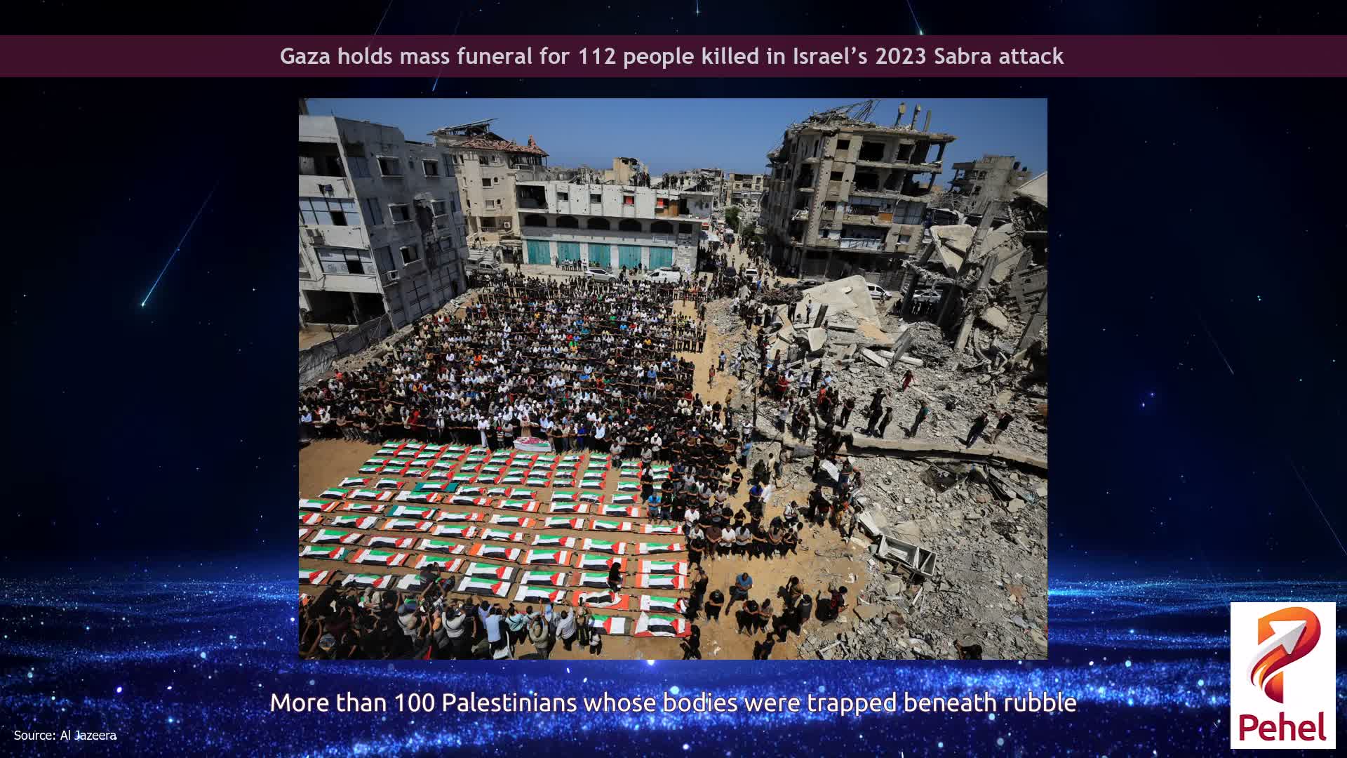 Gaza holds mass funeral for 112 people killed in Israel’s 2023 Sabra attack