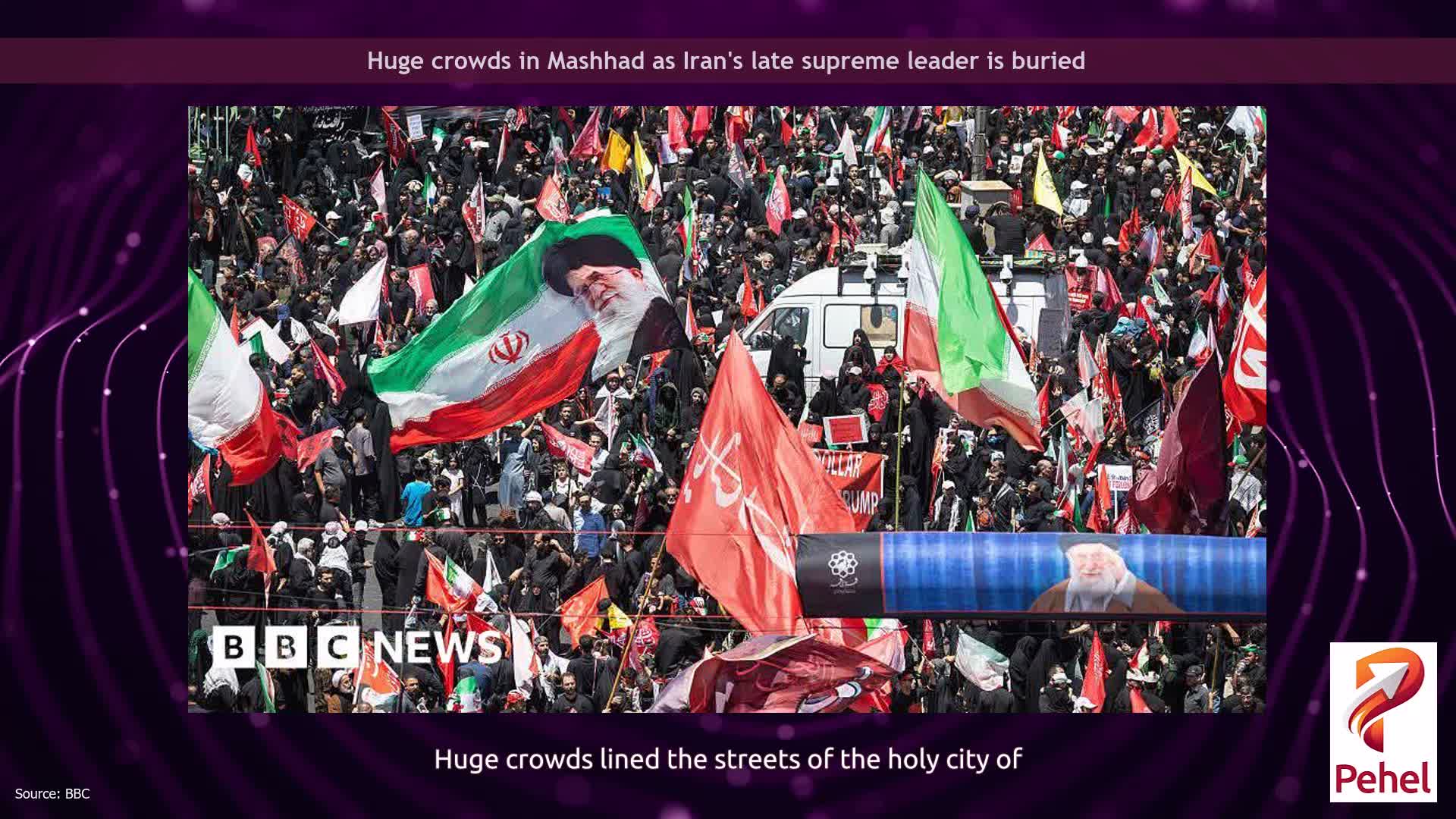 Huge crowds in Mashhad as Iran's late supreme leader is buried