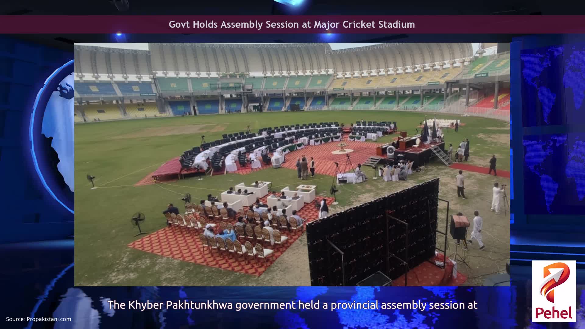 Govt Holds Assembly Session at Major Cricket Stadium
