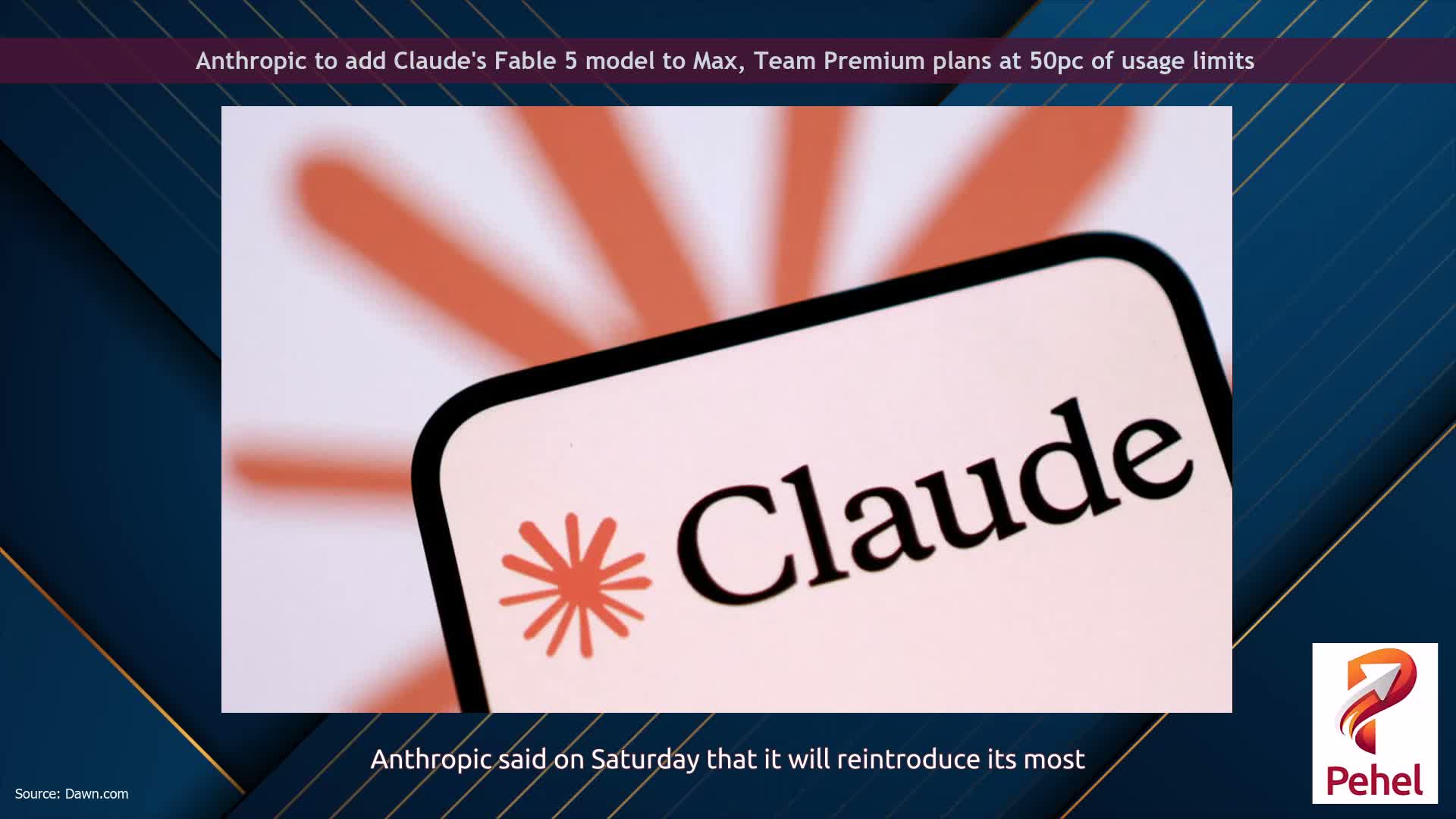 Anthropic to add Claude's Fable 5 model to Max, Team Premium plans at 50pc of usage limits