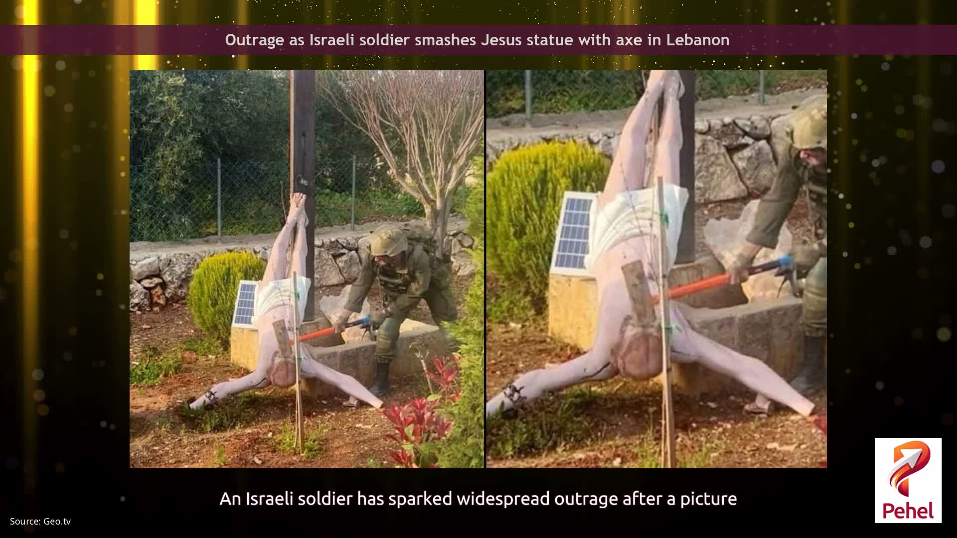 Outrage as Israeli soldier smashes Jesus statue with axe in Lebanon