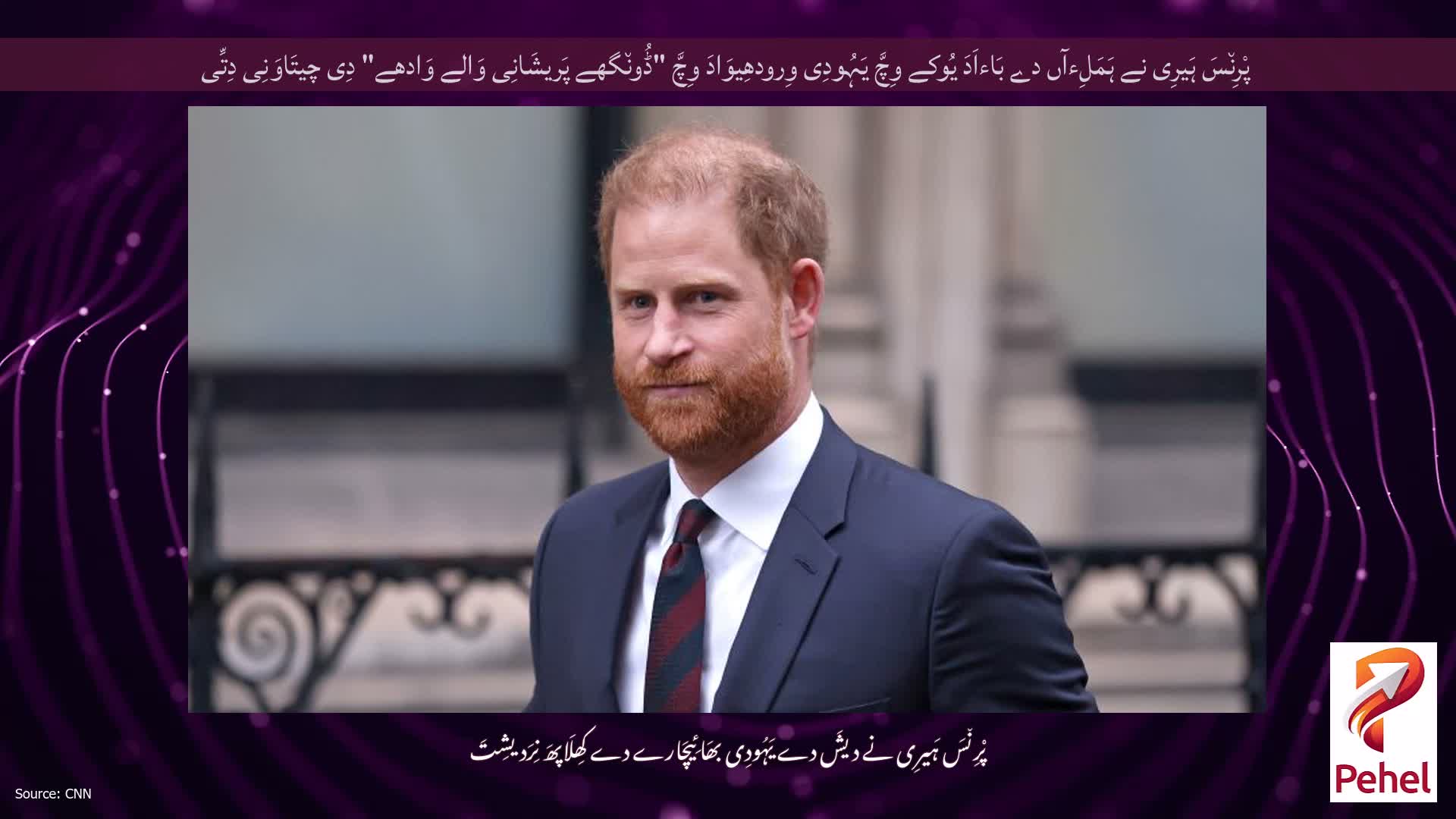 پْرِن٘سَ ہَیرِی نے ہَمَلِءآں دے بَاءاَدَ یُوکے وِچَّ یَہُودِی وِرودھِیوَادَ وِچَّ "ڈُون٘گھے پَریشَانِی وَالے وَادھے" دِی چیتَاوَنِی دِتِّی