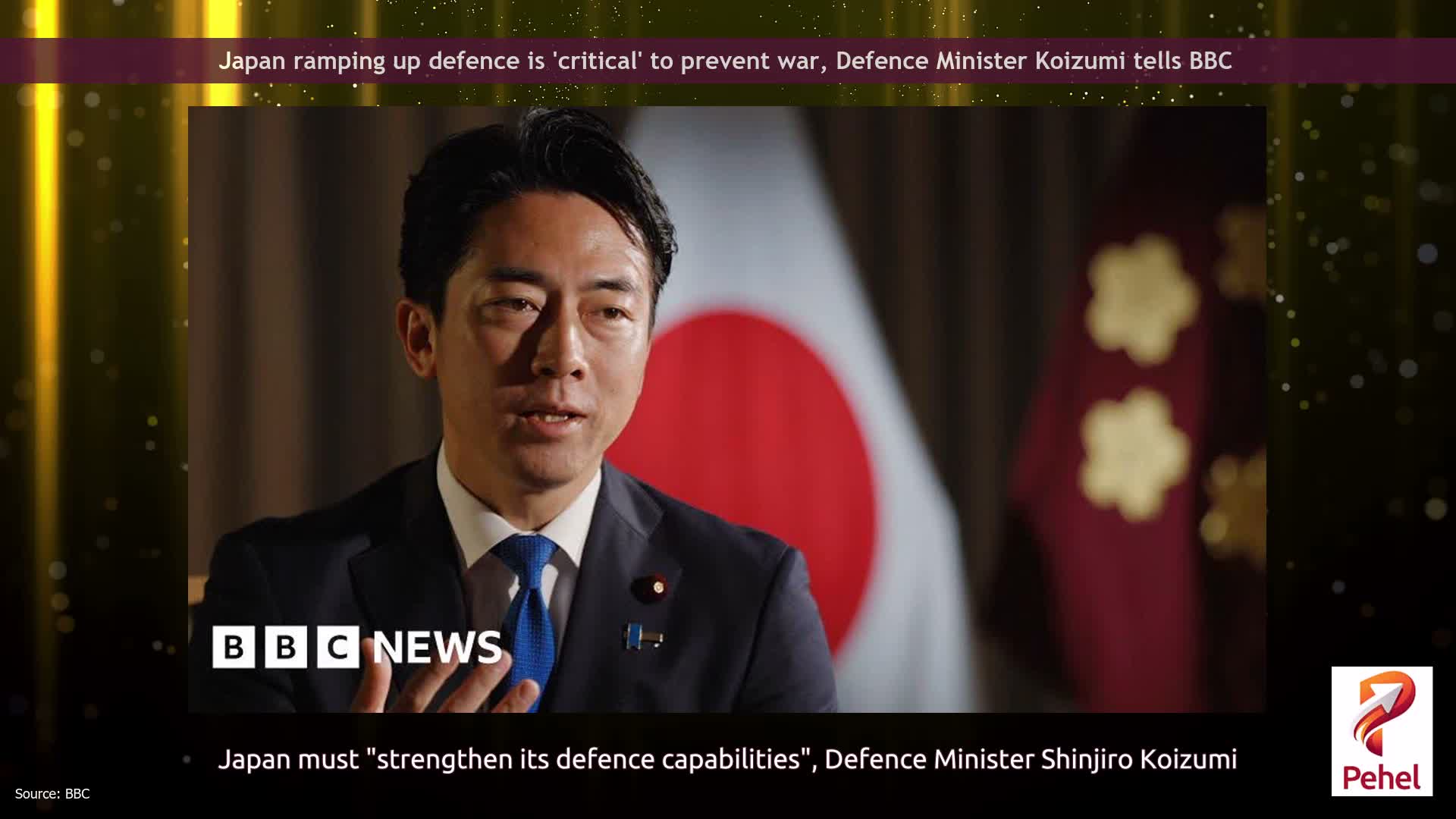 Japan ramping up defence is 'critical' to prevent war, Defence Minister Koizumi tells BBC