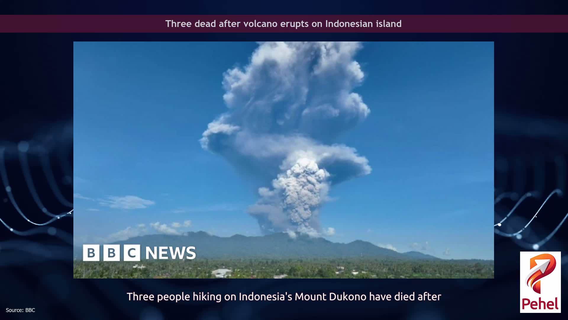 Three dead after volcano erupts on Indonesian island