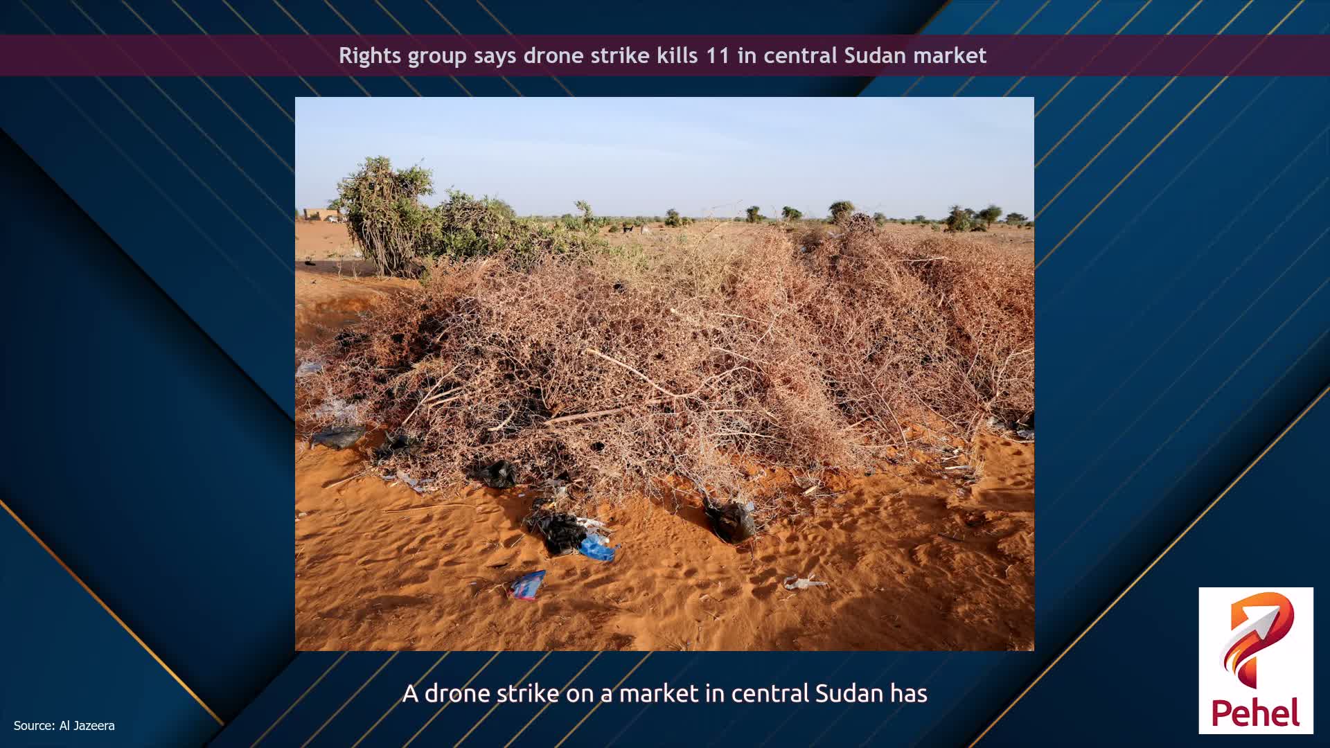 Rights group says drone strike kills 11 in central Sudan market