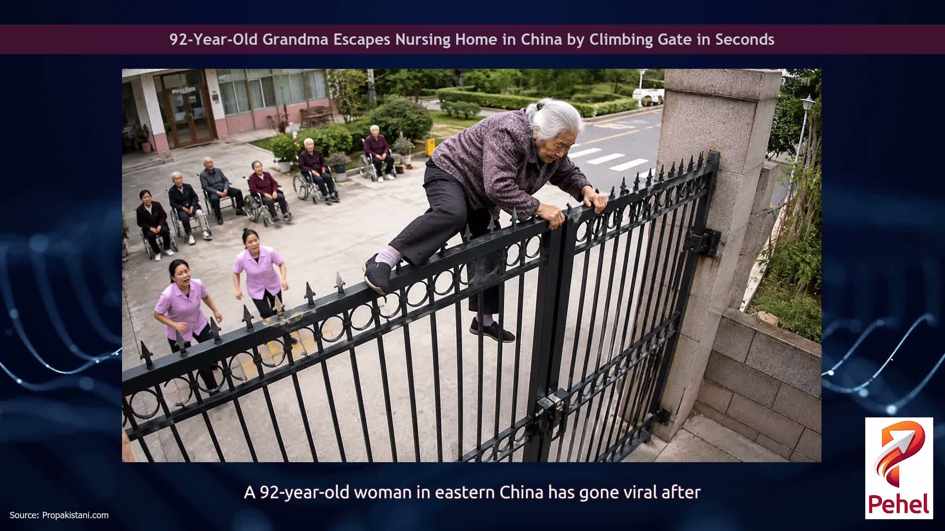 92-Year-Old Grandma Escapes Nursing Home in China by Climbing Gate in Seconds