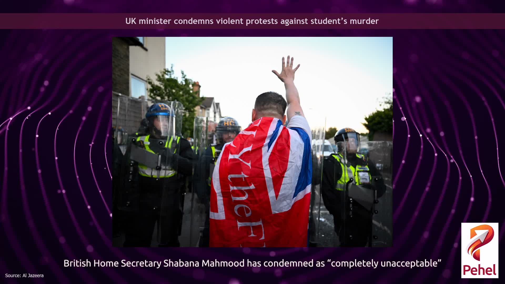 UK minister condemns violent protests against student’s murder