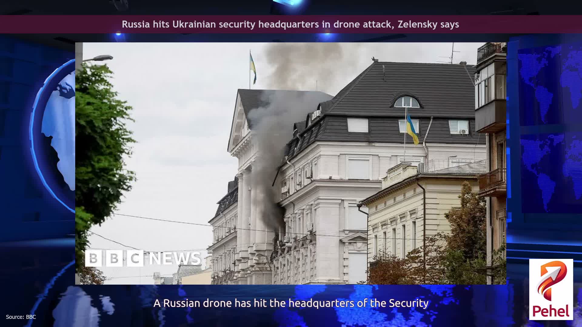 Russia hits Ukrainian security headquarters in drone attack, Zelensky says